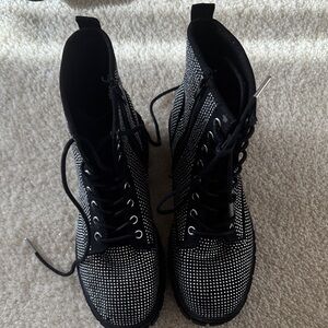 Elegant Black and White Women's Combat Boots